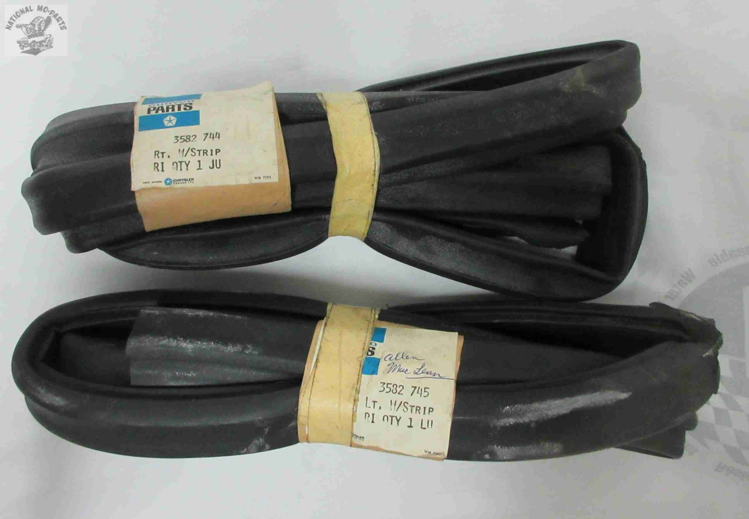 1973-6 Dart 2DR HT Roof Rail Weatherstrip. Pair Both The Right And Left Weatherstrips