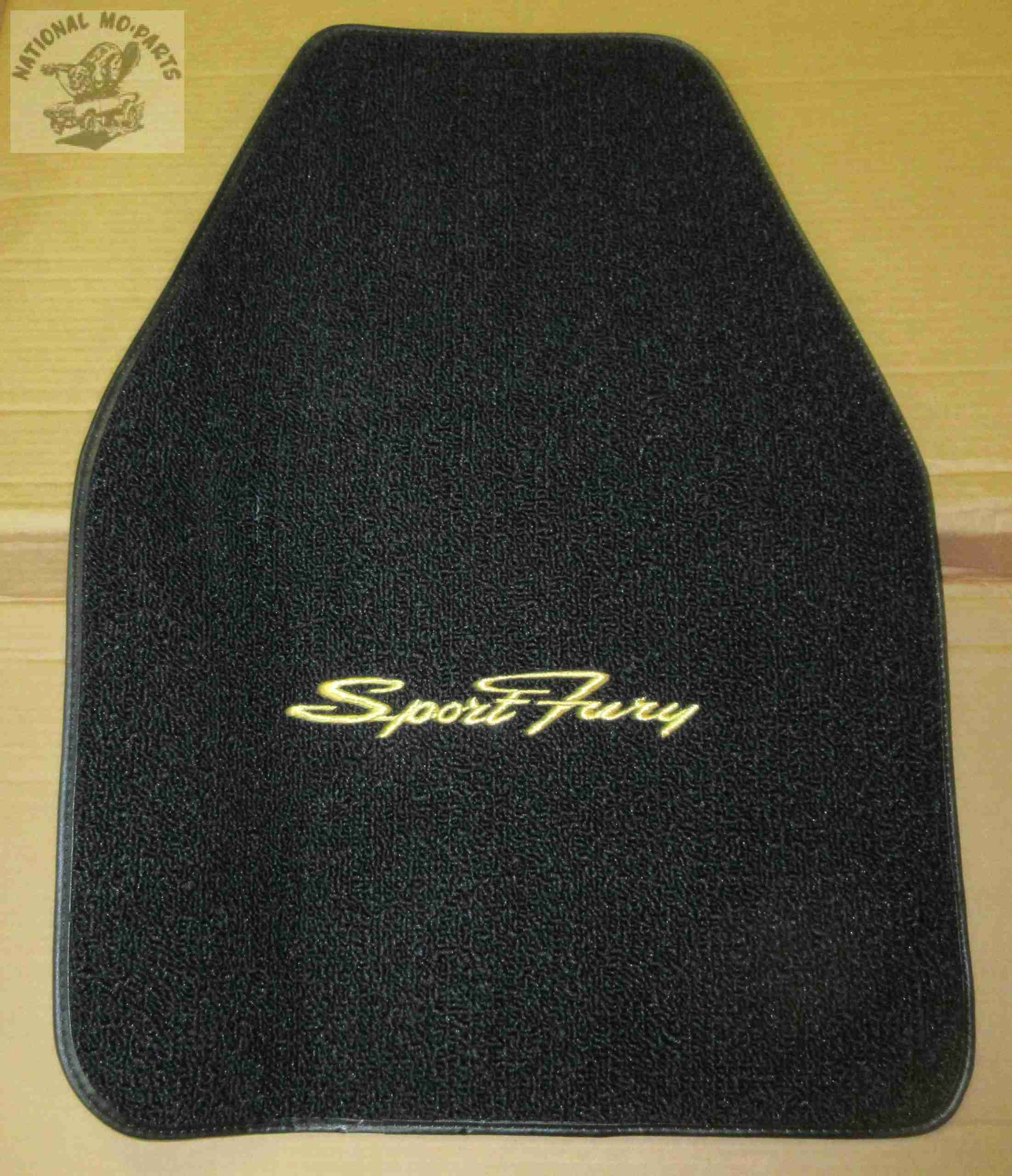 1962-9 Plymouth Fury Floor Mats Black With Gold Fury Logo