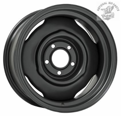15" x 6" OEM Type Stamped Steel Wheel/Rim, Powdercoated Black
