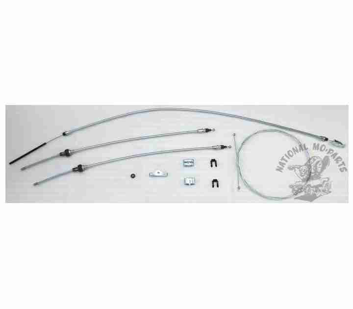 1963-66 A Body Long Wheelbase (111") Parking Brake Cable 4pc Set, Stainless Steel-Repro