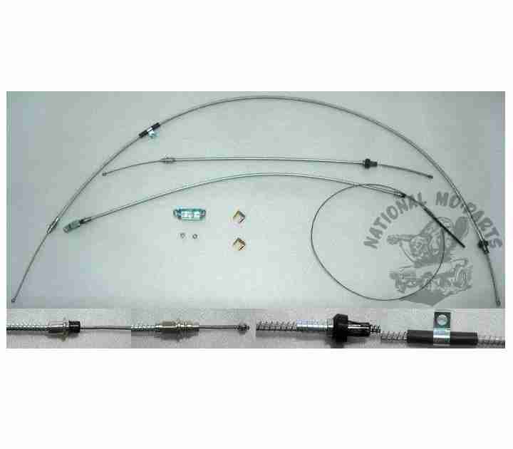 1966-70 B Body Parking Brake Cable 3pc Set, OEM Mild Steel-Repro