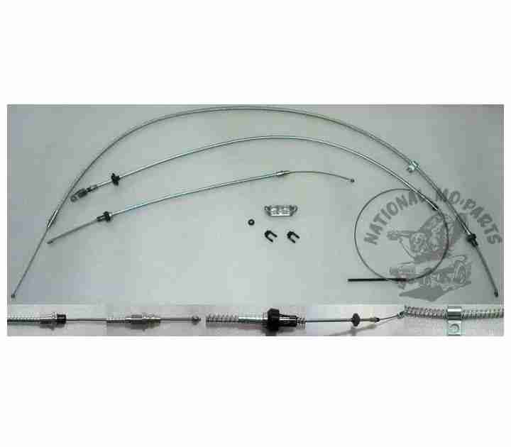 1967-71 A Body Short Wheelbase Parking Brake Cable 3pc Set, Stainless Steel (See Details for Fitment)-Repro