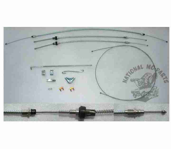 1971-72 B Body Parking Brake Cable 4pc Set, OEM Mild Steel-Repro