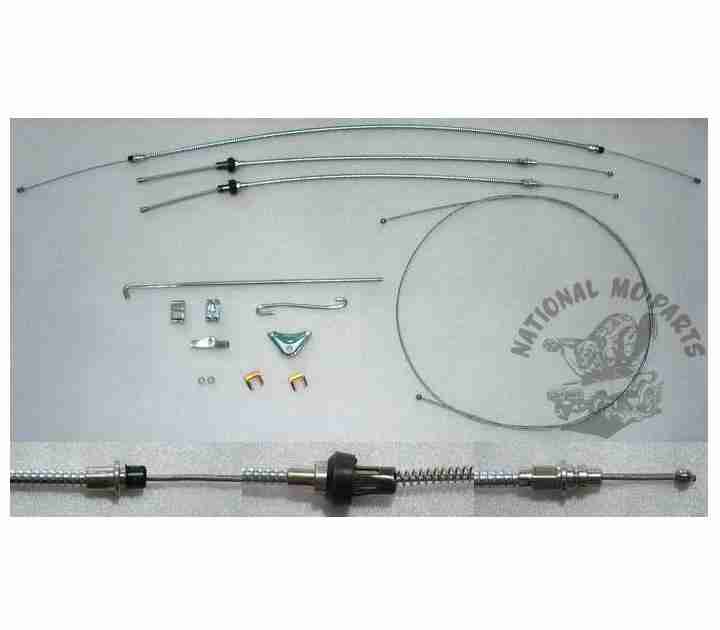 1971-72 B Body Parking Brake Cable 4pc Set, Stainless Steel-Repro