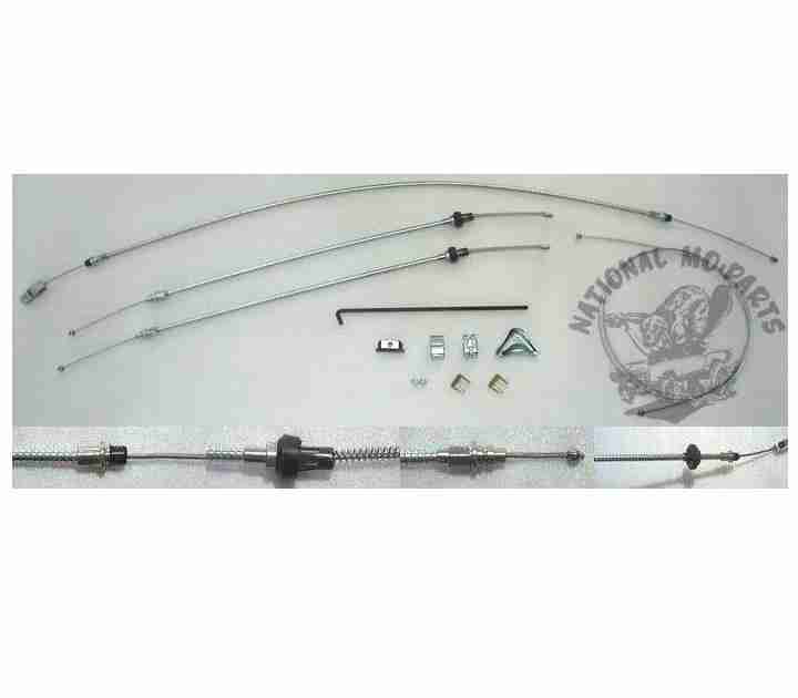 1972-74 A Body Long Wheelbase Parking Brake Cable 4pc Set, Stainless Steel (See Details for Fitment)-Repro