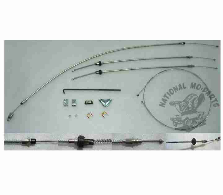 1972-74 A Body Short Wheelbase Parking Brake Cable 4pc Set, Stainless Steel (See Details for Fitment)-Repro