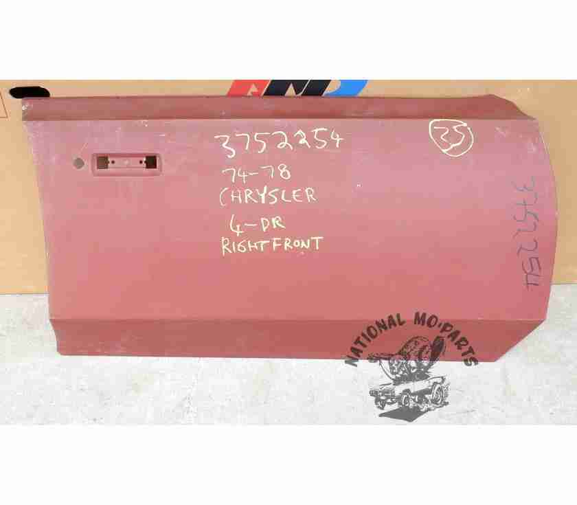 1974-78 Chrysler & Imperial 4 Door H/T Right Front Door Skin-NOS