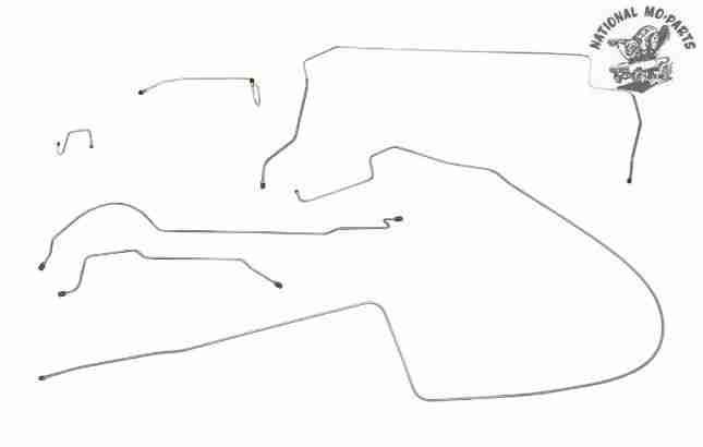 1966 B Body W/Hump Right Port 1pc F to R Power Drum 8 3/4 Brake Line Kit 6pc, SS Steel